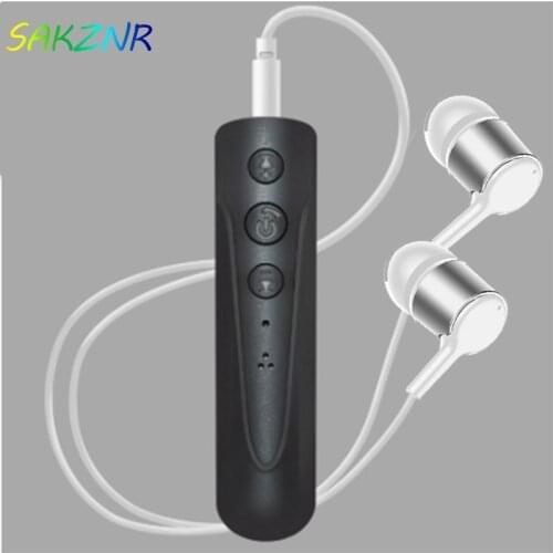 Lapel clip Bluetooth audio receiver 3.5AUX car speaker headset universal one drag two call camera function