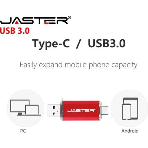 JASTER USB Flash Drive USB 3.0 / 3.1 OTG Type-C Pen Drive 32gb 16gb USB Stick Flash Drive Customized Print Logo Pendrive