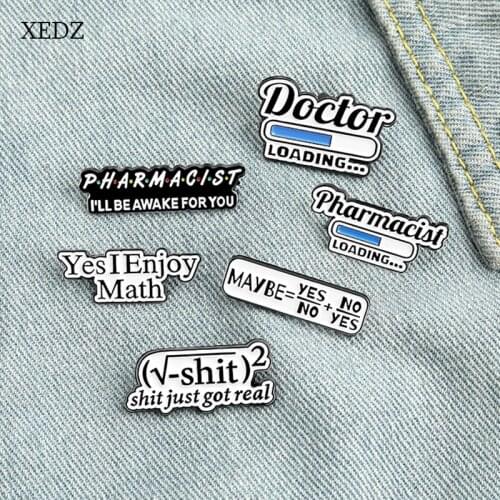 XEDZ Jewelry Math Formula Enamel Pin Enjoy Math Knowledge Brooch Cute Text Letter Fashion Badge Pin Student Gift Wholesale