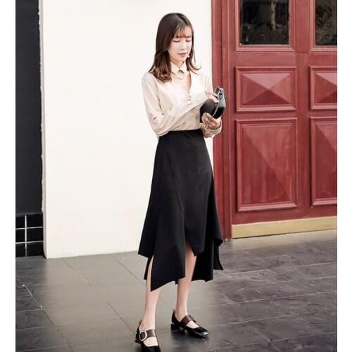 Skirt Spring Female 2019 New High Waist Skirt Irregular Half Length In Long Skirt Women
