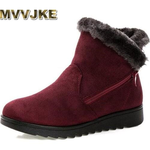 MVVJKEWomen Zip Winter Snow Boots Ladies Warm Fur Suede Wedge Ankle Boot Female 2019 Fashion Casual Comfortable Shoes Footwear