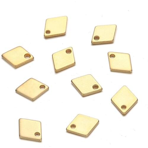 10pcs/Lot Real Stainless Steel Rhombus Small Charms Pendants for DIY Making Necklace Bracelet Fashion Jewelry 9*7mm