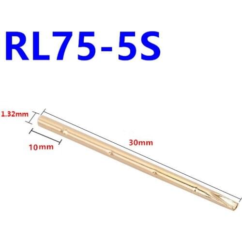 100 PCS RL75-5S Round Double Tube Gold Plated Spring Test Probe Length 30mm Needle Tube Diameter 1.32mm Power Tool Test Probe