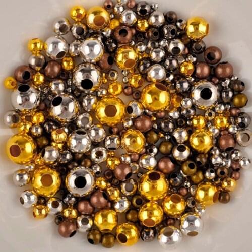 2.4mm 3.2mm 4mm 5mm 6mm 8mm 10mm Antique Bronze Silver Plated Gold Plated Round Spacer Beads DIY Jewelry Making Findings