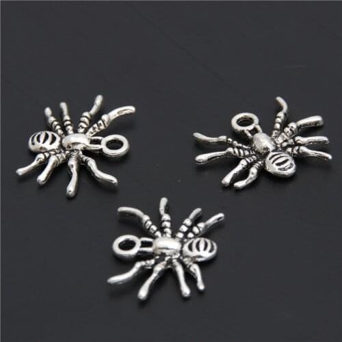20pcs Halloween Jewelry Charms Spider Pendant Craft Supplies For Diy Craft Making 15x19mm A2951
