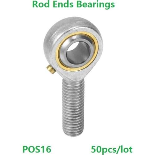 50pcs/lot POS16 and Oil nozzle 16mm Rod End Joint Bearing Left/Right Male Ball Joint Metric Threaded For rod