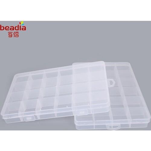 Beadia 19x2.1x9. cm 2Cells Adjustable22 Cell fixed 24 Cell Jewelry Plastic Storage Transparent Box For Whole Sale And Retail