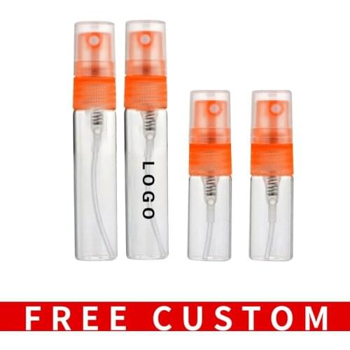 Wholesale 100pieces/lot 5ML Orange Spray Refillable Bottle For Perfume Portable Contenitori Cosmetici Vuoti With Plastic Pump
