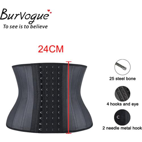 Burvogue Women Plus Size 25 Steel Boned Short Torso Corsets Latex Waist Trainer Corsets Slimming Underbust Corsets and Bustiers