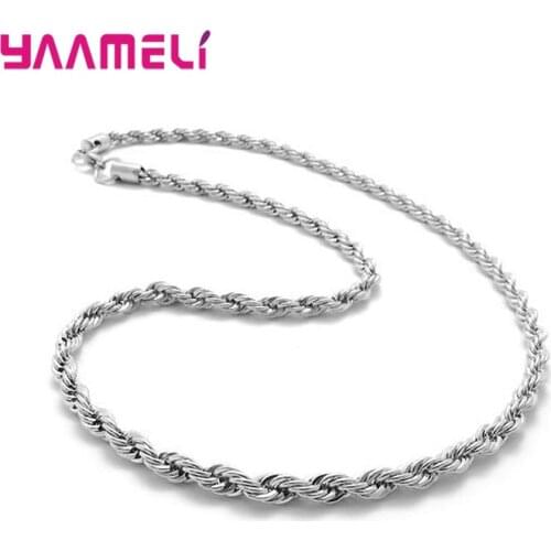 2MM 3MM 4MM Twist Chains Necklace 925 Sterling Silver Men Womens Rope Chain Necklace Gift Fashion Trendy Jewelry