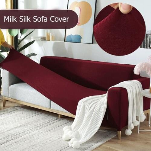 Milk Silk Sofa Cover for Living Room Universal Slipcovers Sectional L Shape Chaise Couch Cover All-inclusive Elastic Seat Covers