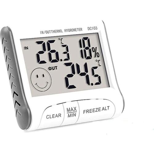 Digital Thermometer Hygrometer LCD Humidity Wired Weather Station Temperature Sensor with Probe Indoor Outdoor Thermometers