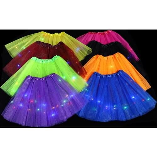 Kids Girl Light Tutu Glow Skirt Wedding Flower Wreath Ballet Miniskirt Costume Neon Led Clothes Party Halloween Gift Christmas