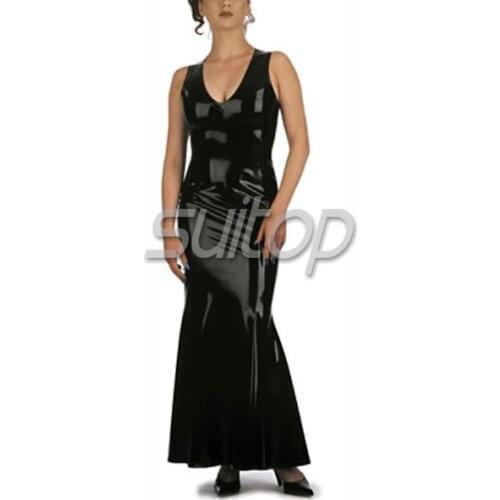 Suitop sleeveless latex long Dress