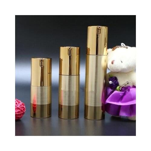 Luxury Gold Silver Empty Airless Pump bottles Mini Portable Vacuum Cosmetic Lotion Treatment Travel bottle 10pcs