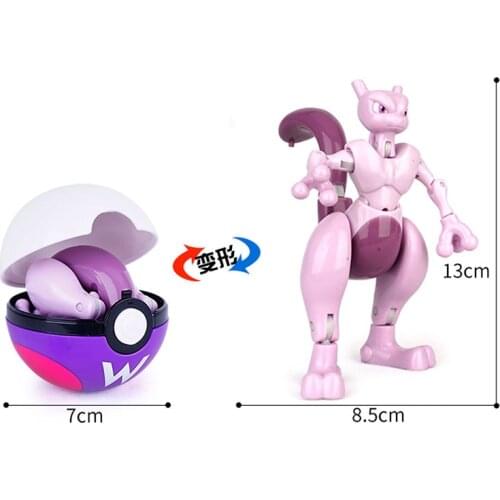 Pokemon Mewtwo Deformable Doll with Poke Ball Transform Pocket Monster Action Figure Toy