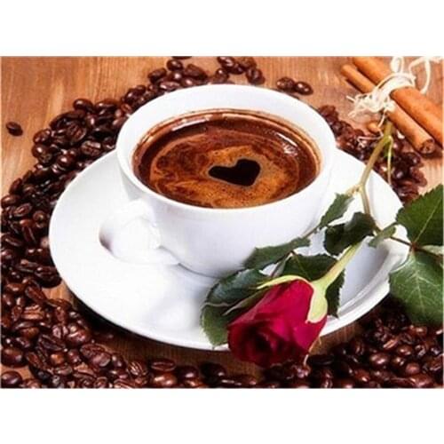 Coffee Cup DIY Cross Stitch 11CT Embroidery Kits Craft Needlework Set Cotton Thread Printed Canvas Home Decoration Hot Room