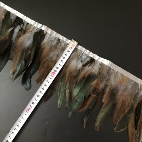 Wholesale 5 Meters 10-15CM Natural Chicken Rooster Tail Feathers Trims Strips Wedding Party Clothing Grey Rooster Feather Ribbon