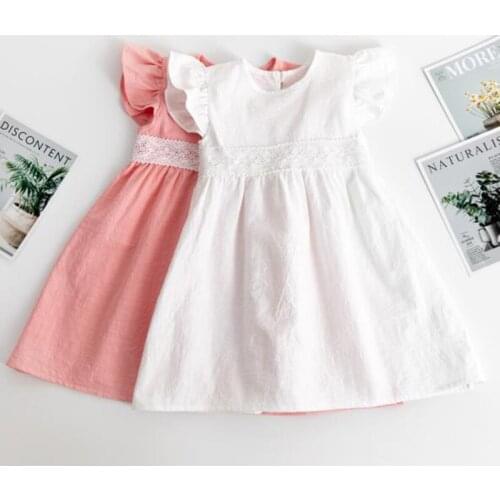 Summer Baby Girls Dresses European America Toddler Kids Girl Dress Casual Linen Clothing Ruffles Sweet Princess Dress