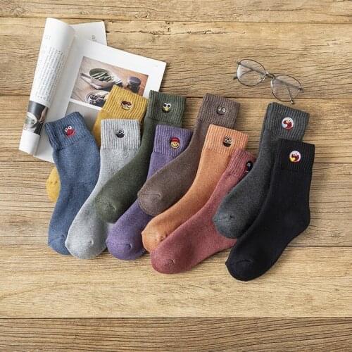 Cute Cartoon Terry Socks Women Funny Warm Autumn Winter Ladies Tube Floor Socks TJ3019