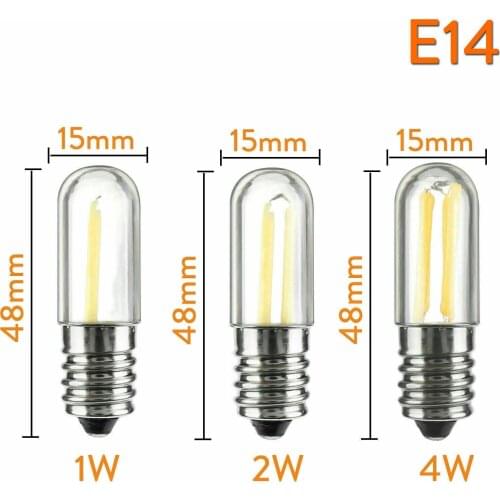 Mini E14 LED Fridge Freezer Filament Light COB Dimmable Bulbs 1W 2W 4W 220V Lamp Warm / Cold White Lamps Lighting