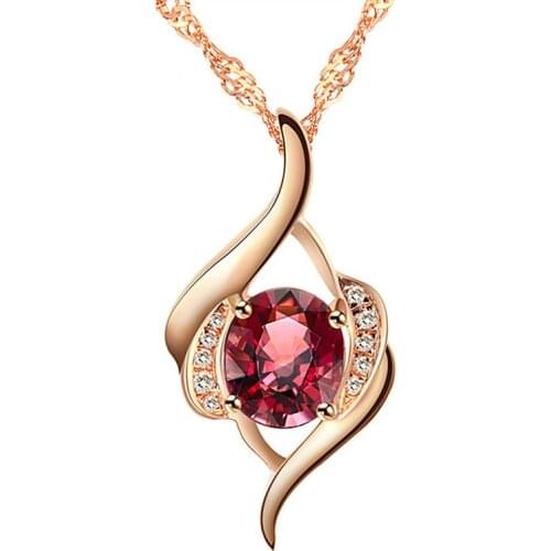 Trendy Inlaid Zircon Heart Water Drop Pendant Necklace For Women Jewelry Shiny Blue Crystal Necklaces Silver Plated Lady Bijou