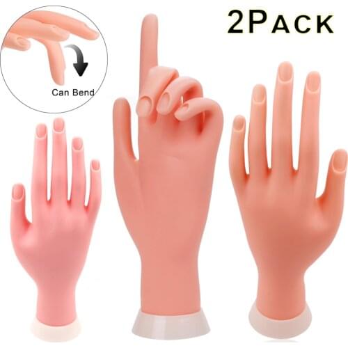 Soft Nail Art Practice Hand Movable Plastic Flectional Mannequin Flexible Model Training Display for Nail Art Manicure Tool
