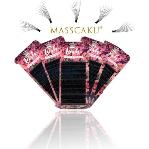 MASSCAKU Matte Easy Fan Lashes One Second Rapid Blooming Eyelash Extension Natural Synthetic Mink Eyelashes individual