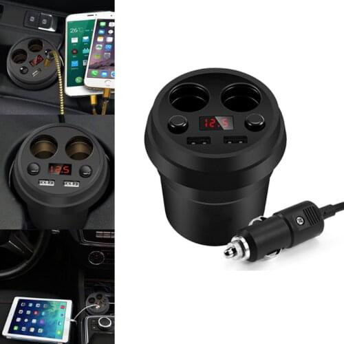 New 1 Pc 3.1A/80W Dual USB Charger Car Adapter With 2 Socket Splitter Cigarette Lighter