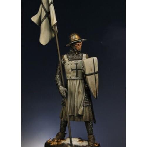 New Unassembled 1/24 75MM ancient knight with banner 75MM Resin figure Unpainted model kit