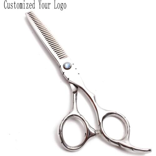 5.5" 16cm Customize Logo Shiny Stainless Straight Scissors Thinning Shears Pet Scissors Professional Grooming Scissors DIY C1010