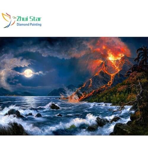 Zhui star Full Square 5D DIY Diamond Painting "Volcanic seawater" Embroidery Cross Stitch Mosaic Home Decor Gif WDY