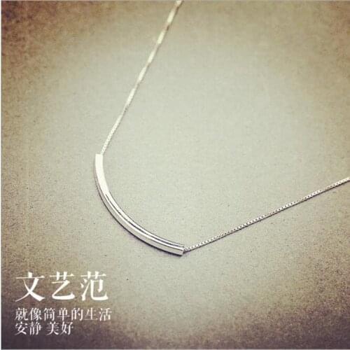 925 Sterling Silver Jewelry Fresh Temperament Fashion Simple Elbow Arc PopularClavicle Chain Necklaces N009