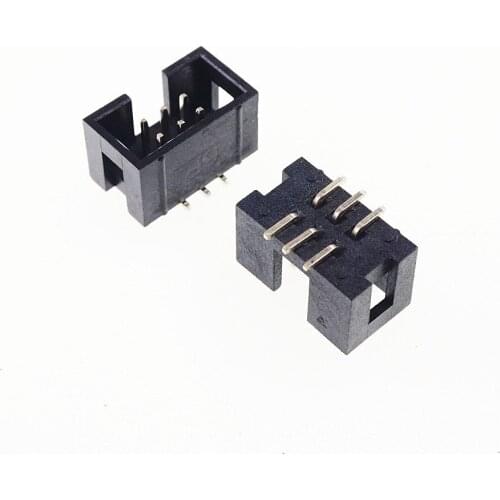 10 Pcs SMT 2.54mm 2x3 Pin 6 P shrouded Box header Male Pins for IDC Socket Straight 2 rows 2.54 SMD PCB 6 Position