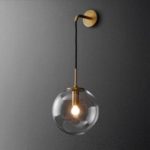 Modern Glass Ball Wall Lamp Sconce Led Bedroom Wall Light Fixture for Home Decor Nordic Foyer Living Room Corridor Luminaire E27