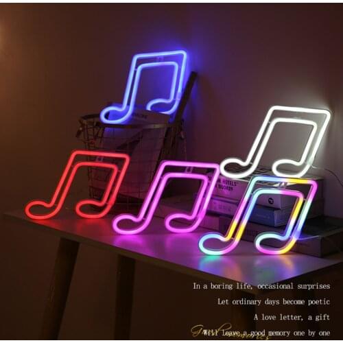 LED Neon Light Music Note Neon Night Light Concert Wall Lamp Xmas Birthday Gift Wedding Party Wall Hanging Neon Lamp Home Decor