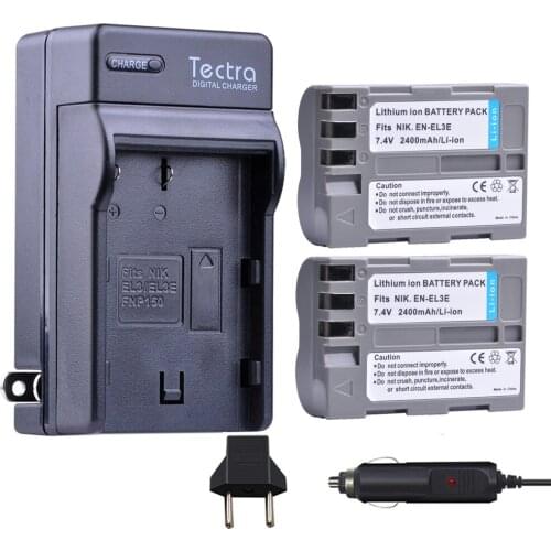 Tectra 2Pcs EN-EL3E ENEL3E Bateria + Digital Charger for Nikon D50 D70 D70s D80 D90 D100 D200 D300 D300S D700 MB-D10 MB-D80