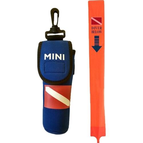 High Visibility Scuba Snorkeling Diving 'Diver Below' Signal Tube Surface Marker Buoy Yellow Line for Swimming Diving Accessory