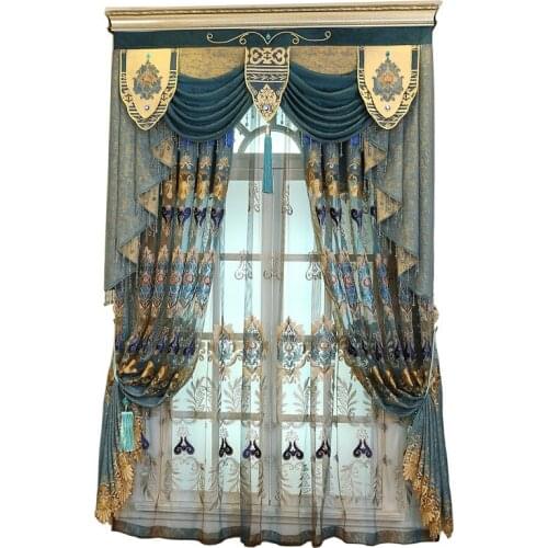High-end European Style Hollow Embroidered Curtains French Style Living Room Bedroom Semi-shading Custom Curtains Tulle Valance