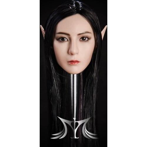 Ymt09 1/6 Female Head Sculpt Black Hair and White Skin Girls Head Carving Fit 12" Inch Figure Body
