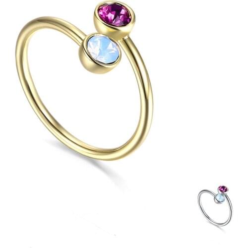 ZEMIOR 925 Sterling Silver Rings For Women Adjustable Opening Romantic Color Austria Crystal Female Wedding Ring Jewelry