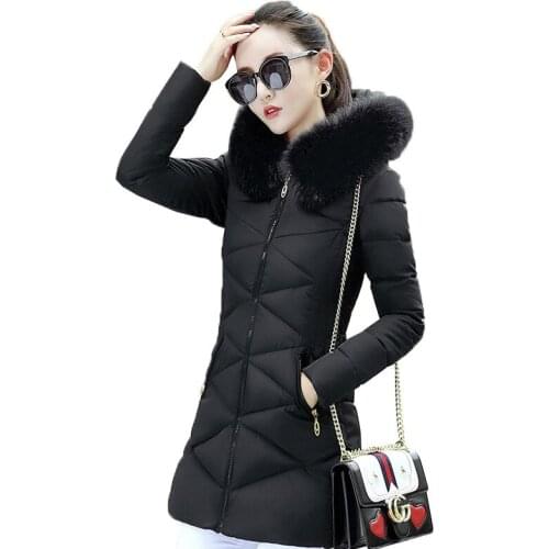 Winter Jacket Coat Women Parkas Thicken Warm Slim Down Cotton Jacket Large Size New Hooded Outerwear Female Cotton Coat Top T388