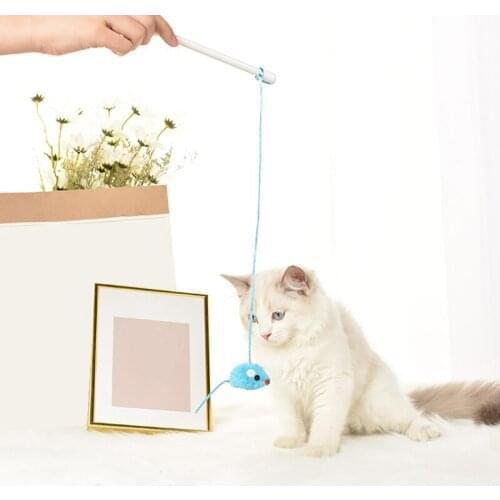 1PC Cat Teaser Wand Funny Cat Interactive Toy Kitten Teaser Stick Mouse Pouch Cat Feather Toy Puppy Kitten Toy Pet Supplies