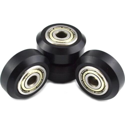 1Pcs Nylon Round type Roller Cam wheel Black White color bearing pulley plastic wheel Lnner and Outer Diameter Width 5*24*7mm