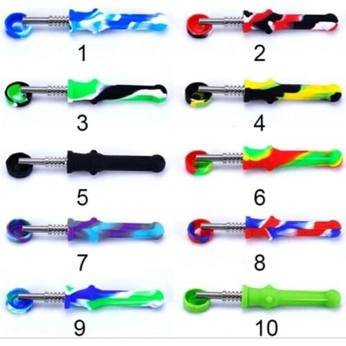 10PCS Pack ollector silicone nectar Set with Titanium Nail Silicone Smoking Hand Pipe Travel TobaccoHoney Straw Collector