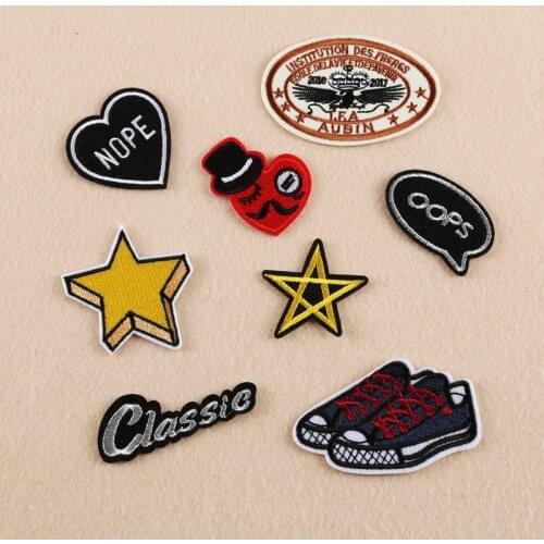 100pcs/lot Round Embroidery Patches Letter Star Strange Things Clothing Decoration Accessories Diy Iron Heat Transfer Applique