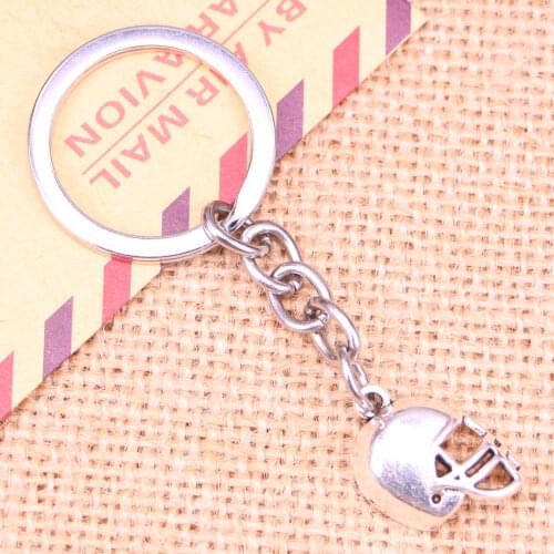 20pcs New Fashion Keychain 20x15mm soccor football helmet Pendants DIY Men Jewelry Car Key Chain Ring Holder Souvenir For Gift
