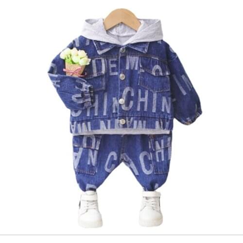 Boys Clothes Sets Spring Autumn Children Fashion Dinem Coat Hoodies Pants 3pcs Tracksuits For Baby 5Y Kids Outfits Toddler Suits