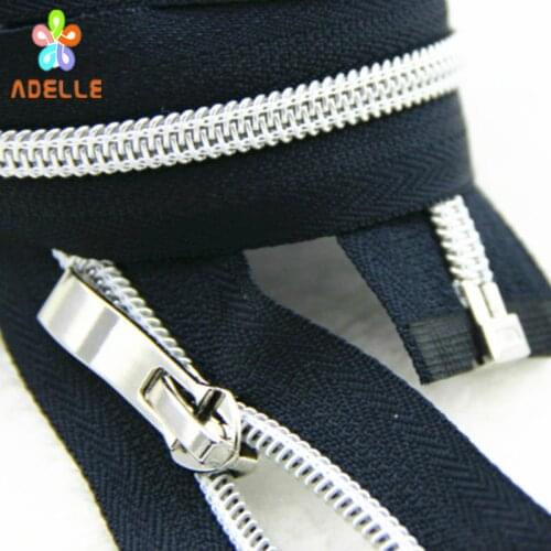 3 Pieces Hot No.5 Nylon Zipper/Silver teeth/Open end/Single slider/80cm-120cm long for outdoor jacket clothes free shipping