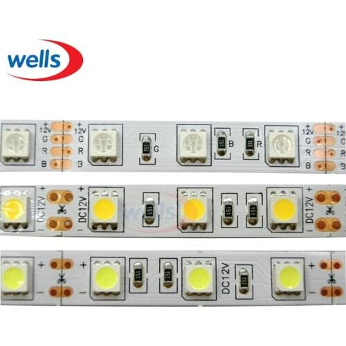 5M/roll 60LEDs/m 5050 SMD LED Strip Flexible light More Bright than 3528, Red, Green, Blue, White, Warm White, RGB & DC12V
